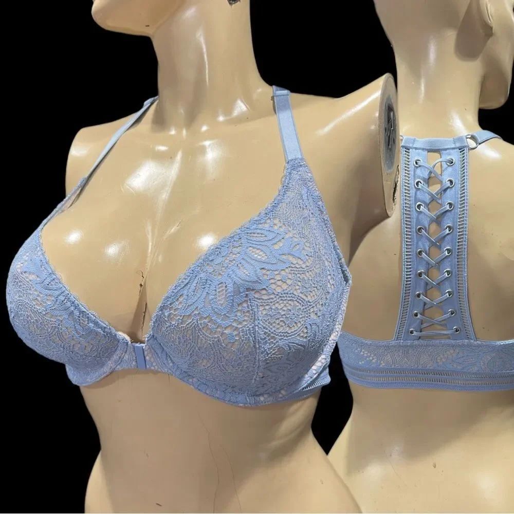 Victoria’s Secret Very Sexy Unlined Plunge lace up racerback bra 34DDD
